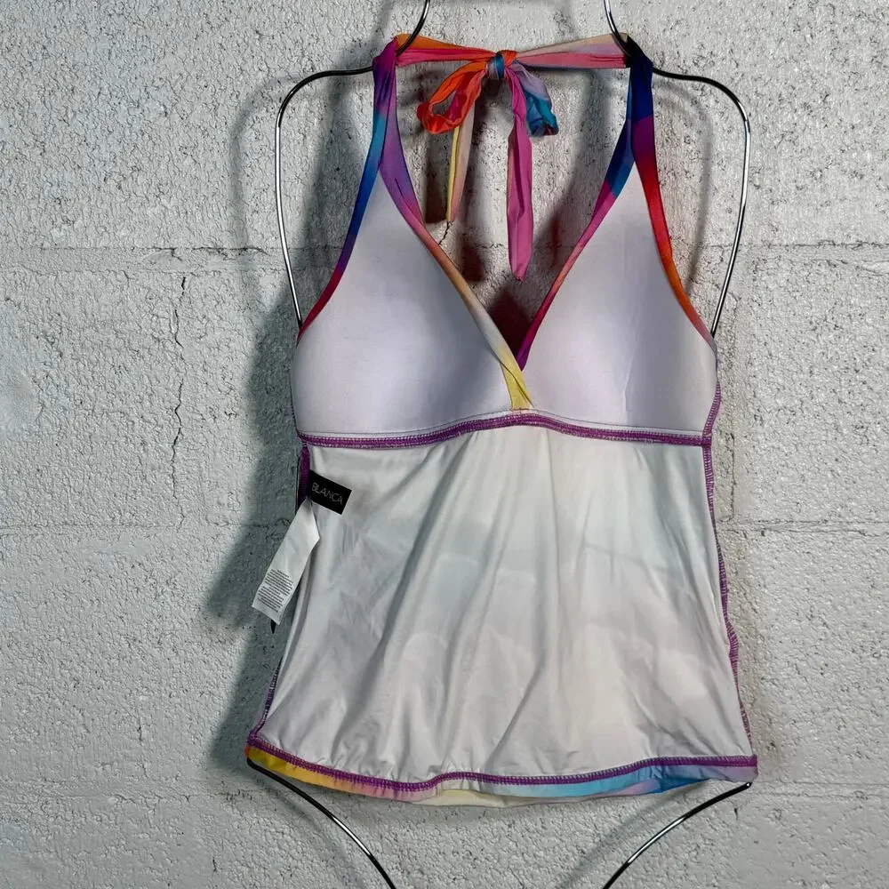La Blanca woman's Island Halter Swim Tankini, Sunset Shores 4 MSRP $98